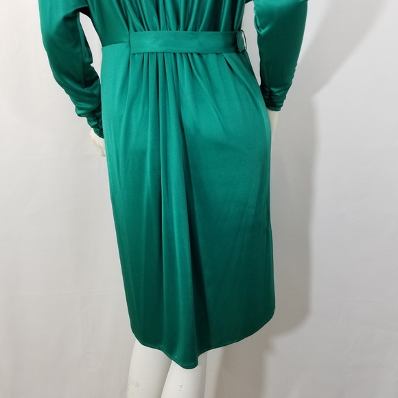 BCBGMaxAzria Emerald Green Wrap Dress V-Neck - Picture 6 of 8